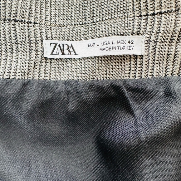 Men’s Jacket ZARA Grey Black Check Jacket Zip Up Collar Plaid Windbreaker Jacket - Picture 6 of 8